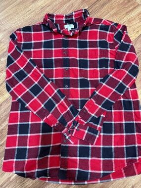 croft & barrow Red and Black Plaid Button-Down Shirt